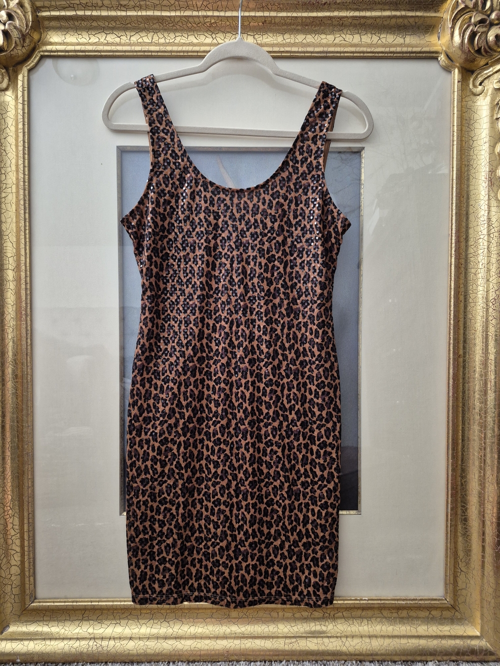 Express Leopard Midi Bodycon Dress in Brown and Black